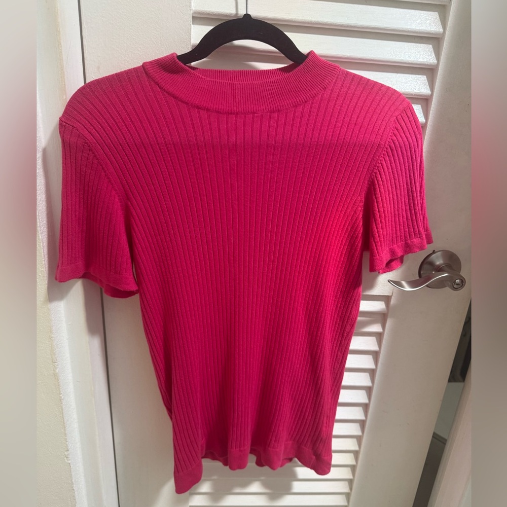Women's Pink Ribbed Top - Picture 8 of 12